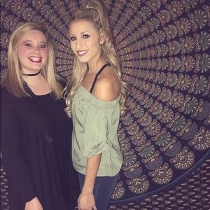 Green off the shoulder top